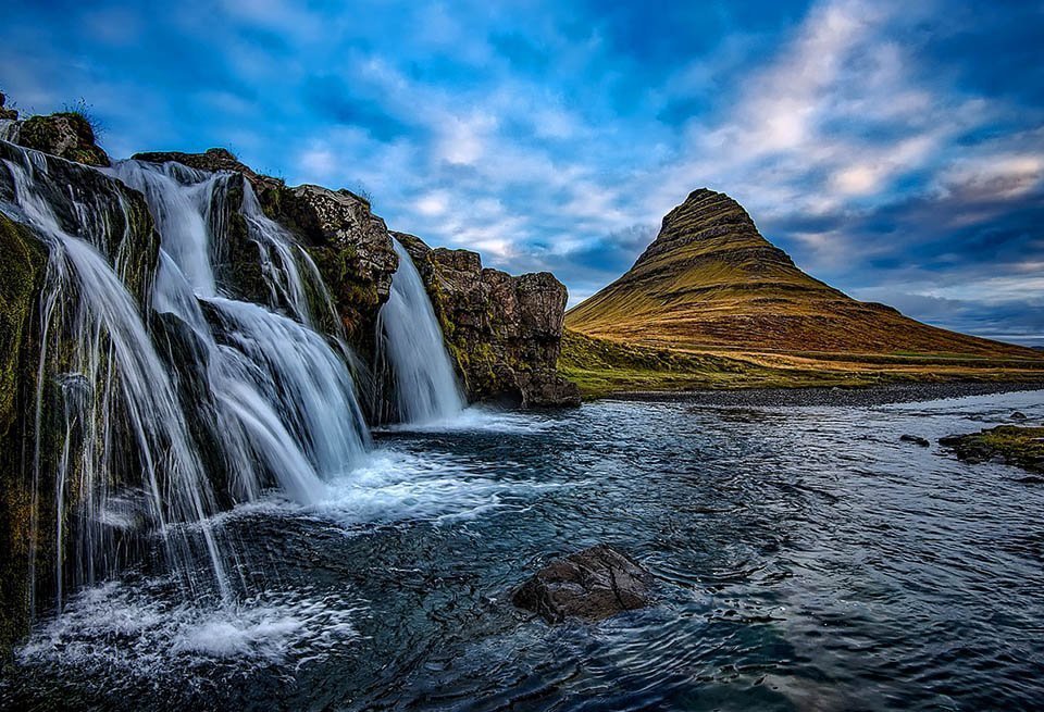 Kirkjufell Mountain and Waterfall in Iceland