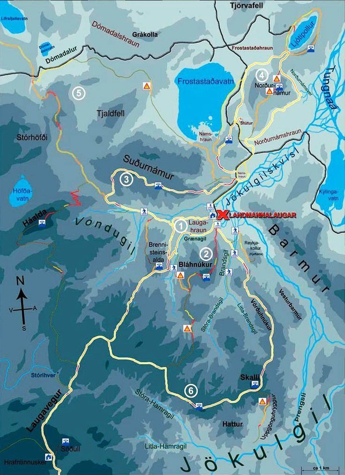 Landmannalaugar Hiking Trails Map