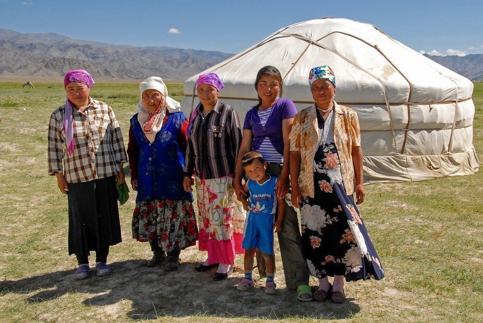 Nomadic Mongolian Family with Their Tent
