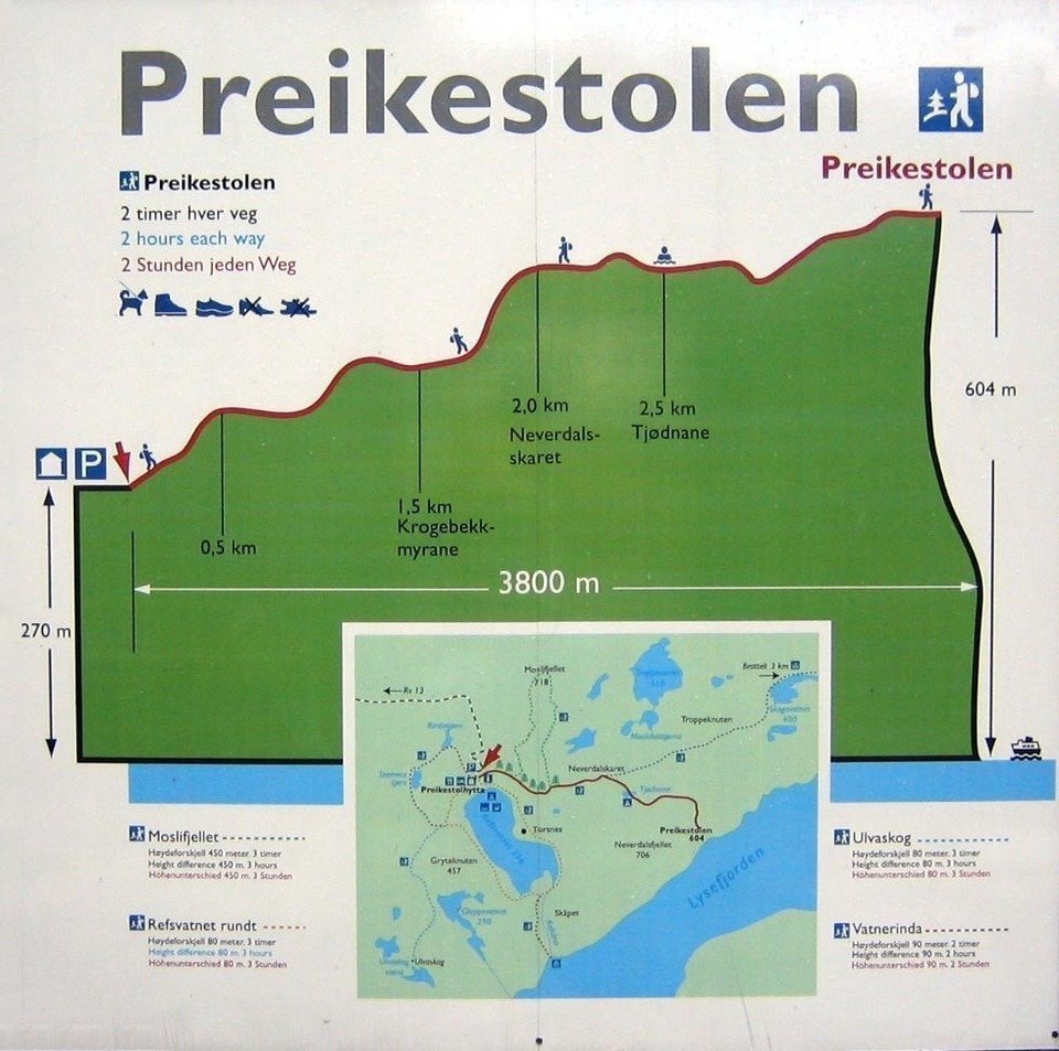 Preikestolen Route Map to Pulpit Rock
