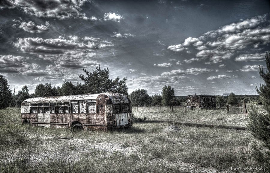 Abandoned buses in Chernobyl